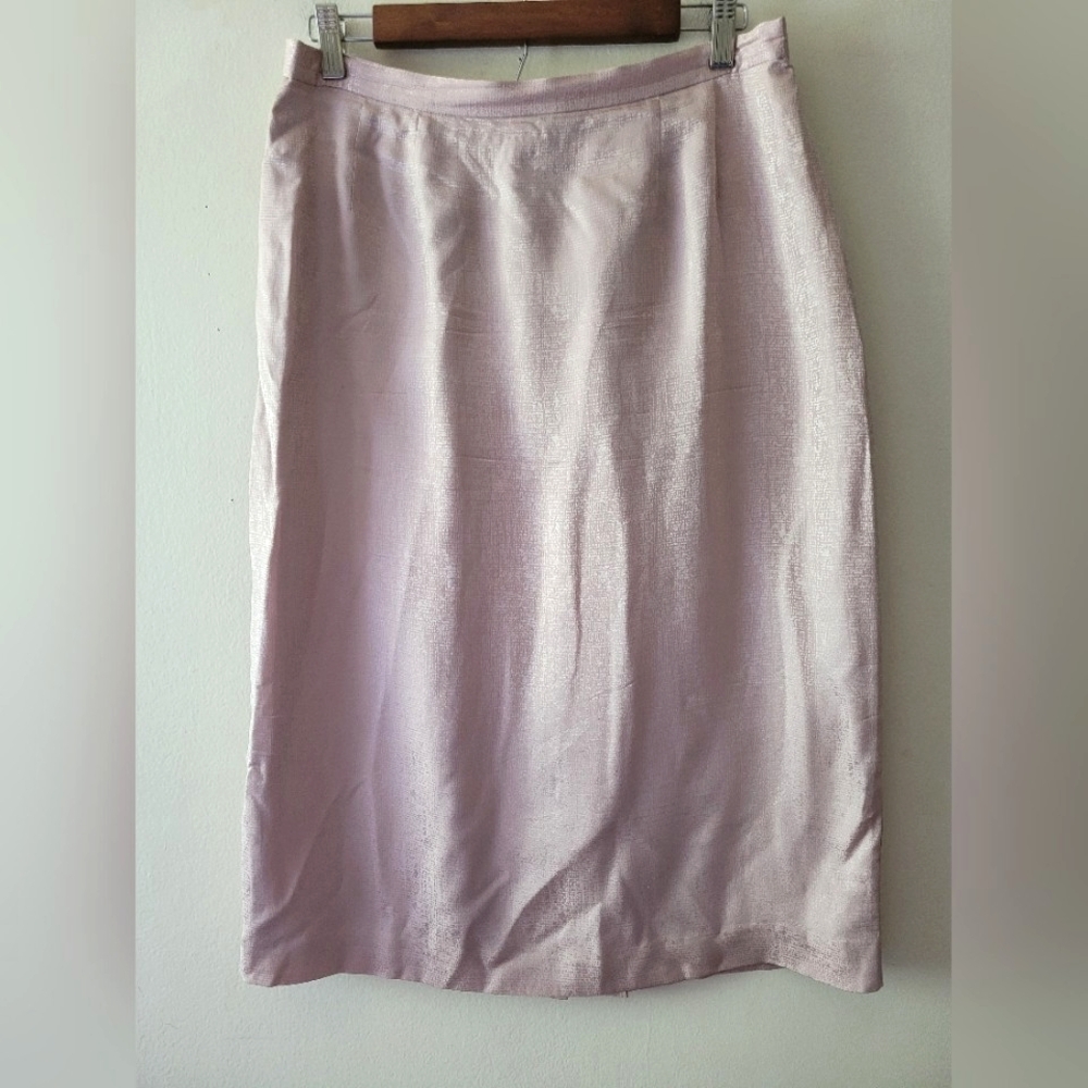 Adrianna Papell Women's Pink 100% Silk Midi Skirt 14 Plus Flowy Classy Pencil